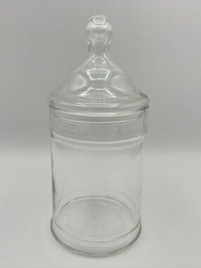 Vintage Anchor Hocking Clear Apothecary Jar Circus Tent Top Lid Bathroom Vanity